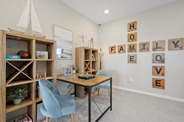 office featuring light colored carpet