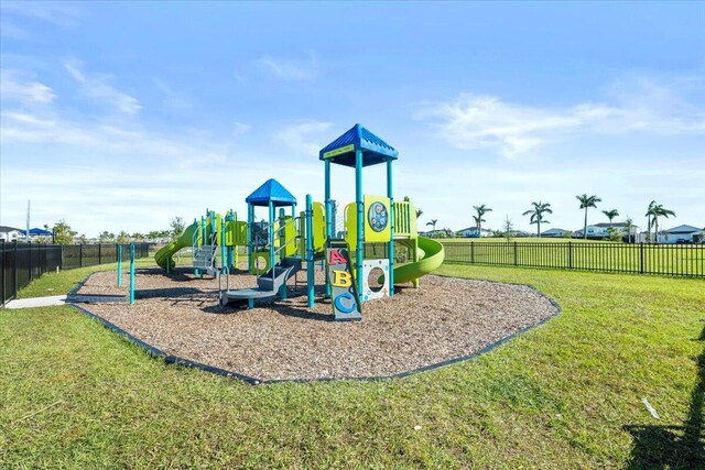 view of play area with a lawn