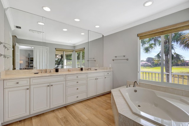11839 Pebblewood Dr, Wellington, FL 33414 - full bathroom featuring a wealth of natural light, visible vents, a sink, and double vanity