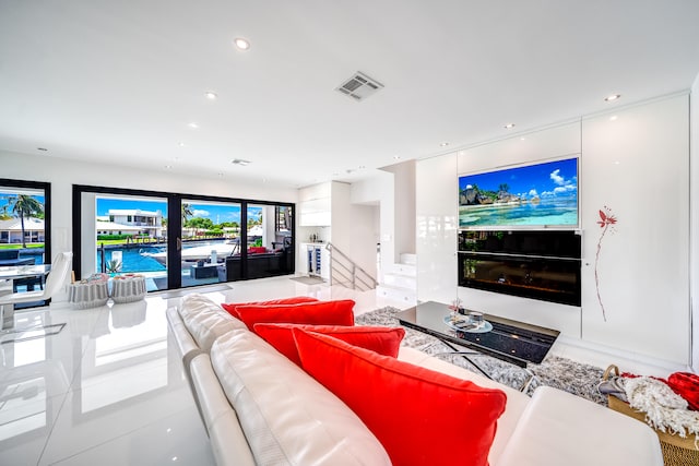 view of tiled living room