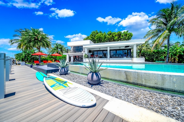 view of pool featuring a patio area