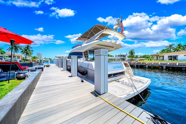 view of dock featuring a water view