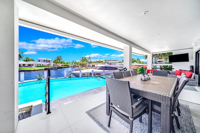 view of pool featuring a patio