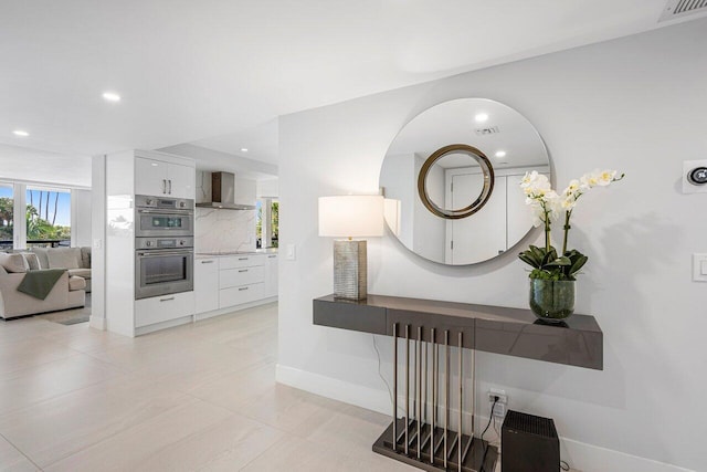 interior space featuring light tile patterned floors