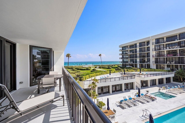 balcony with a water view