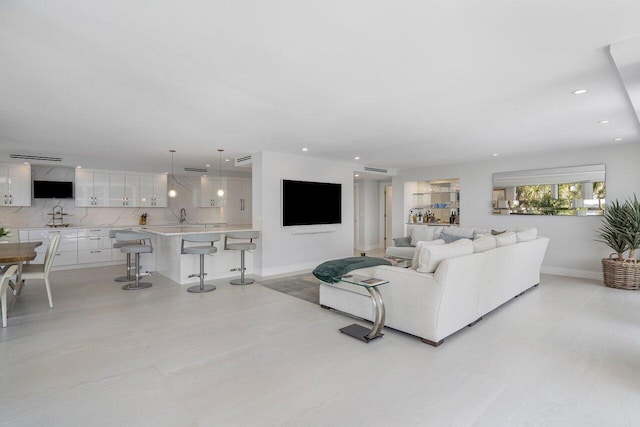 view of tiled living room