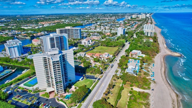 4545 N Ocean Blvd Unit 11C, Boca Raton, FL 33431 - drone / aerial view featuring a view of city, a beach view, and a water view