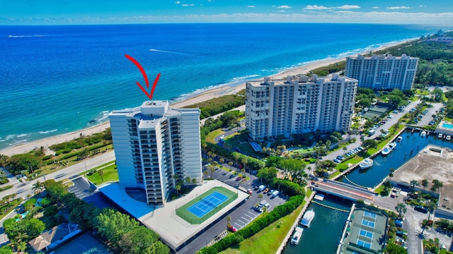 4545 N Ocean Blvd Unit 11C, Boca Raton, FL 33431 - aerial view featuring a water view and a view of the beach