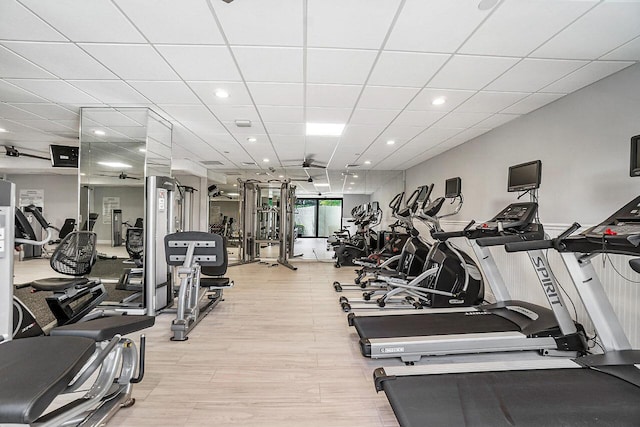 4545 N Ocean Blvd Unit 11C, Boca Raton, FL 33431 - gym featuring recessed lighting, a drop ceiling, and light wood-style flooring