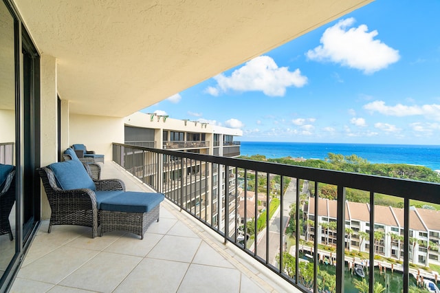 balcony with a water view