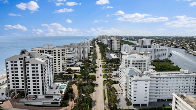 bird's eye view featuring a water view