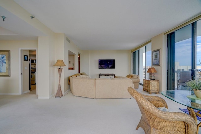 living room with carpet floors