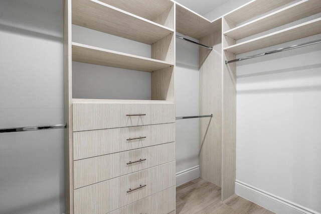 spacious closet with light hardwood / wood-style floors