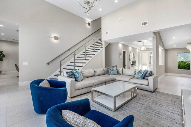 hall featuring a tray ceiling, french doors, and wood ceiling