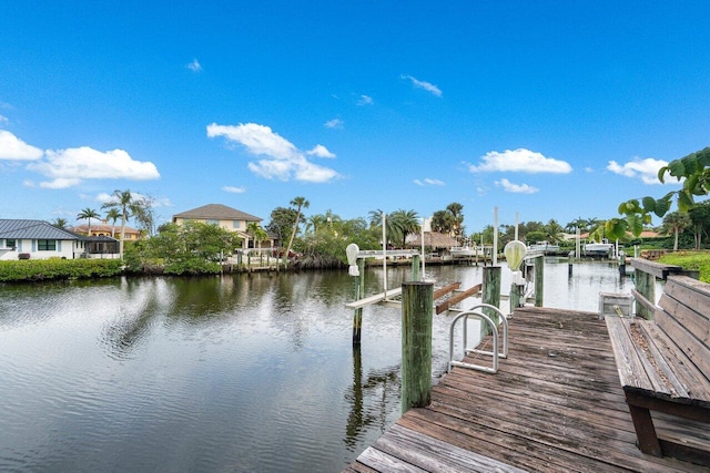 view of dock featuring a water view