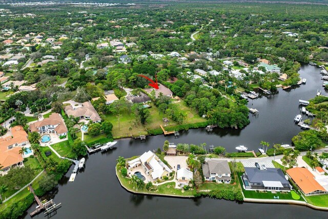 bird's eye view featuring a water view