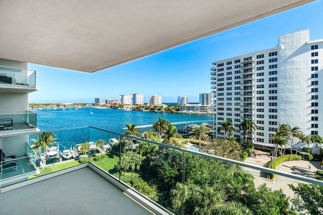 balcony with a water view