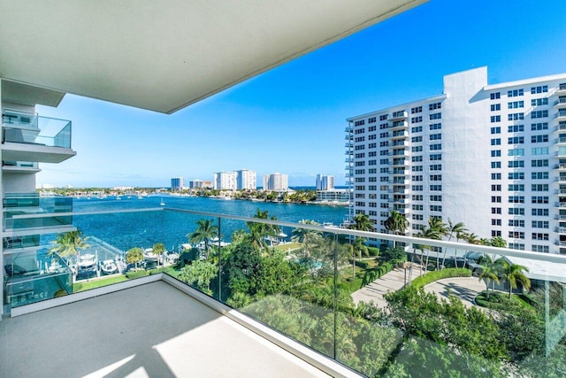 balcony with a water view