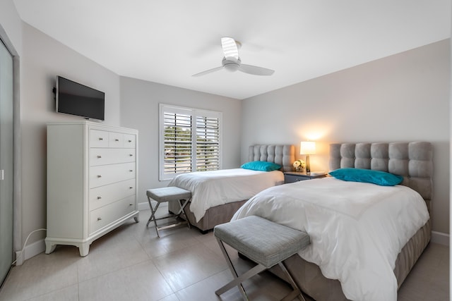 bedroom featuring ceiling fan