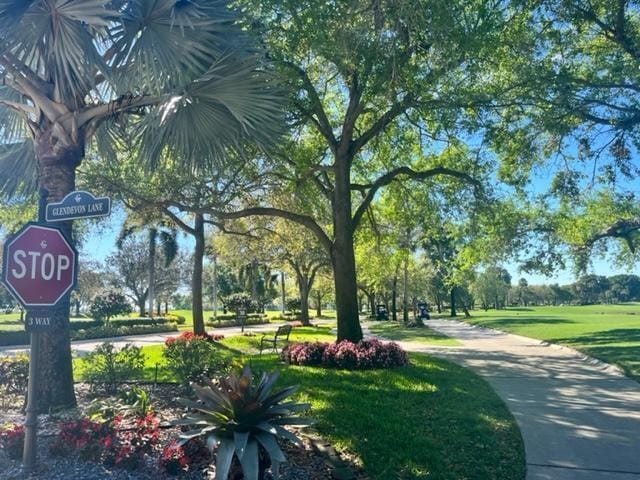 view of property's community featuring a lawn