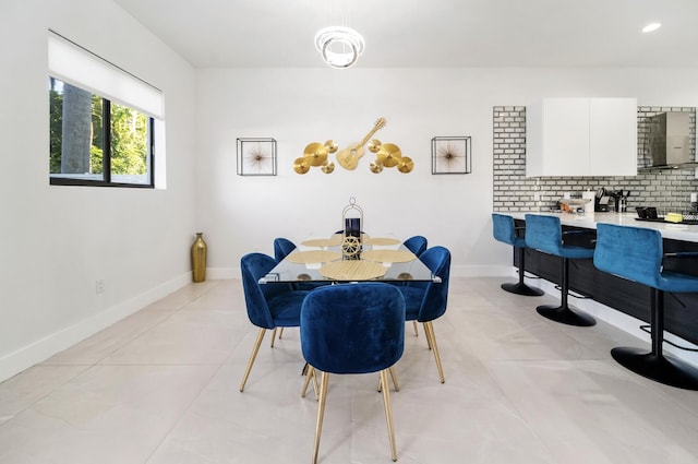 view of tiled dining area