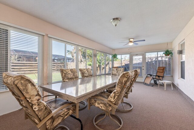 sunroom with ceiling fan