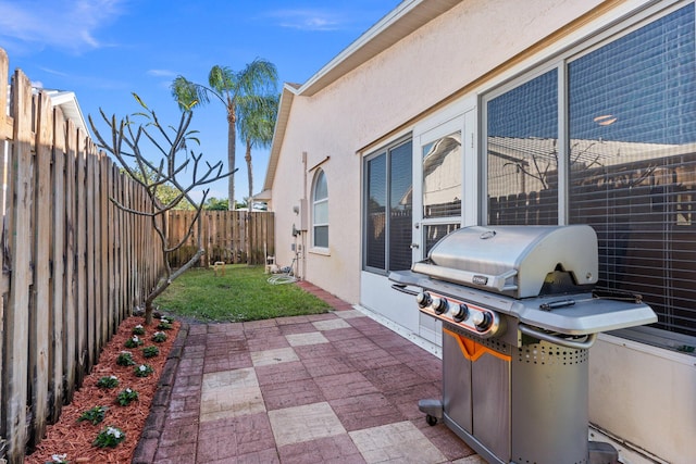 view of patio with area for grilling