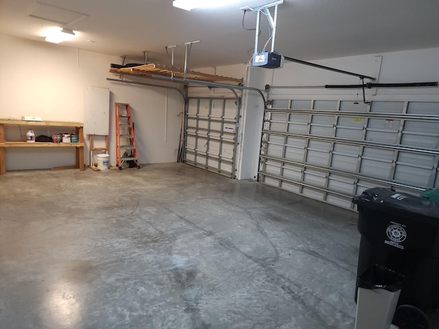 garage with a garage door opener