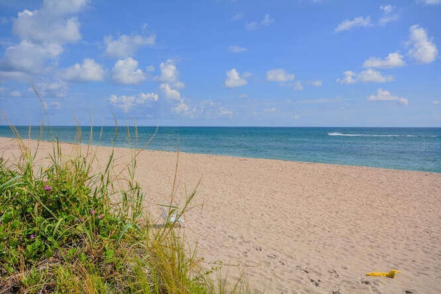 property view of water featuring a view of the beach