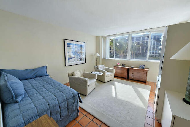 bedroom with tile patterned floors