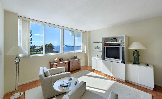 view of tiled living room