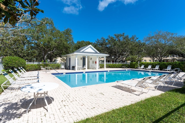 view of pool featuring a patio area