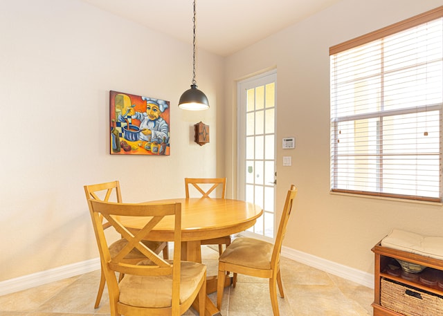 view of tiled dining room