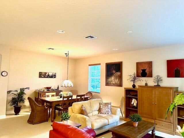 living room featuring carpet floors