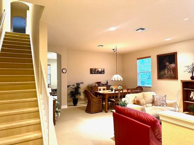 living room with carpet floors