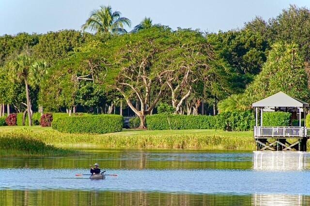 property view of water with a gazebo