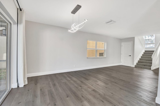 interior space with dark wood-type flooring