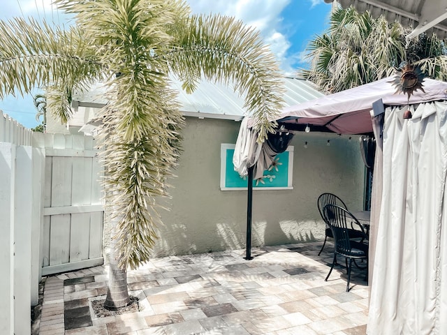 view of patio featuring a gazebo