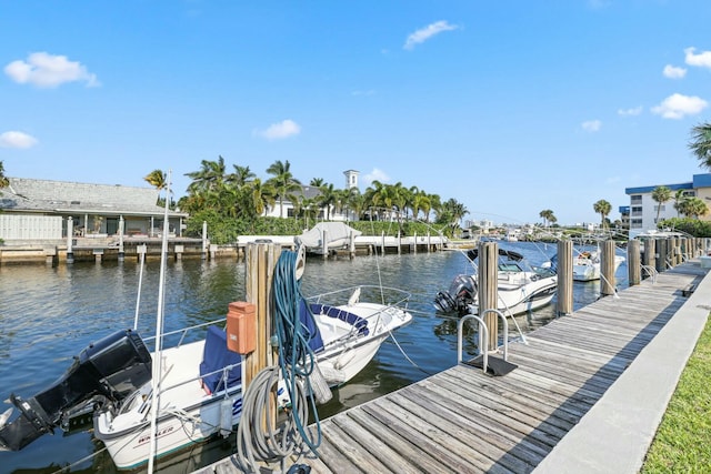 dock area featuring a water view