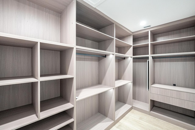 walk in closet with light wood-type flooring