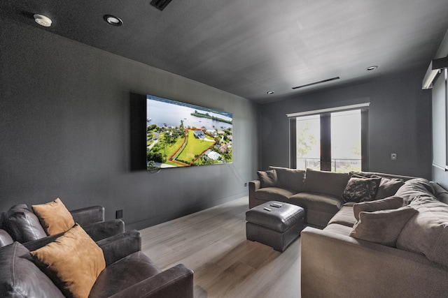 living room with light wood-type flooring