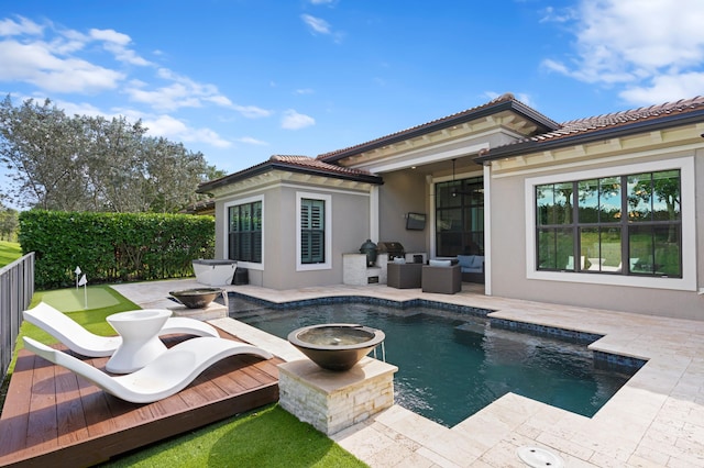 view of pool with an outdoor hangout area