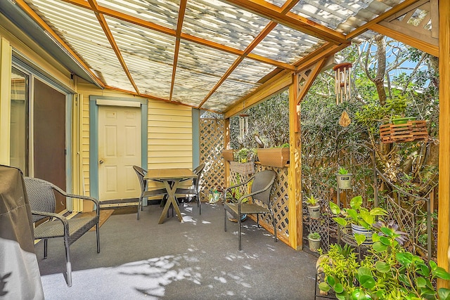 view of patio featuring a pergola