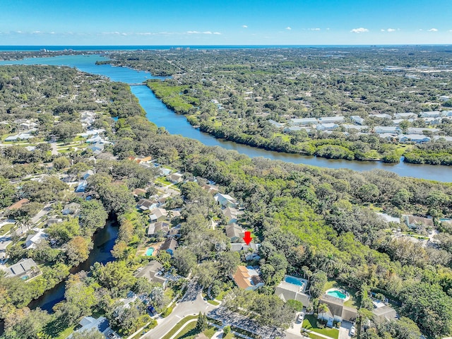 bird's eye view featuring a water view