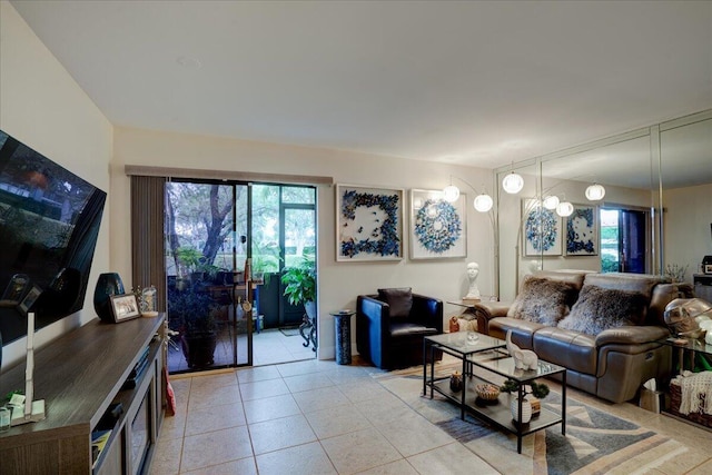 view of tiled living room