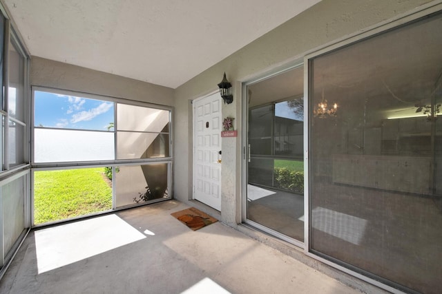 view of unfurnished sunroom