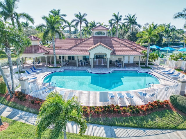 view of pool featuring a patio area