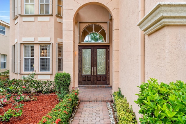 property entrance with french doors