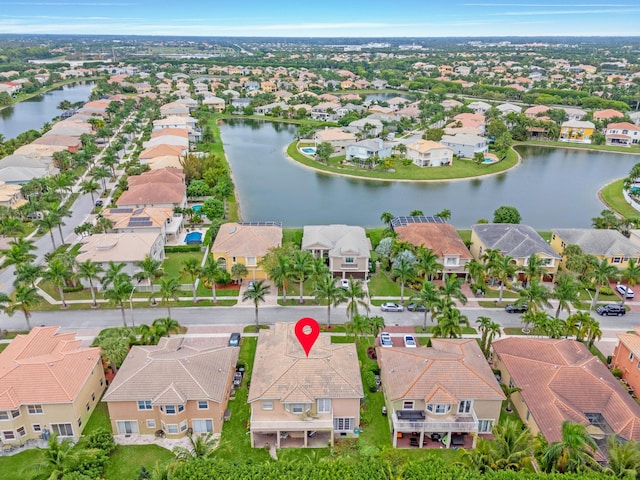 bird's eye view featuring a water view