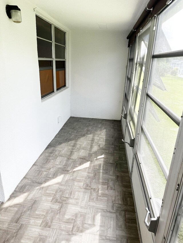 view of unfurnished sunroom